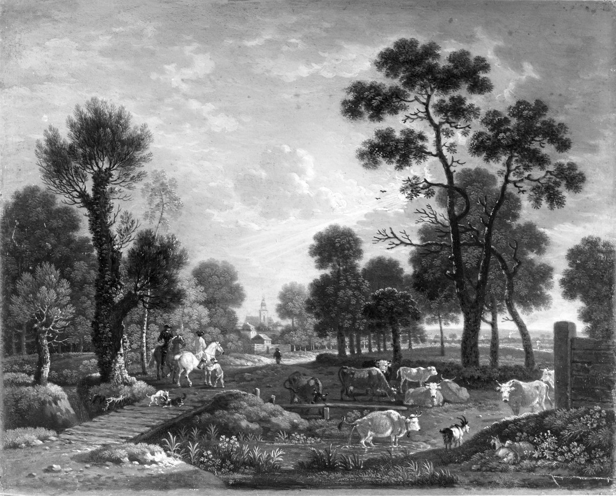 Paysage avec cavaliers et bétail - Johann Heinrich Roos