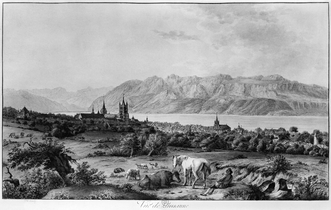 Vue de Lausanne - Johann Ludwig Aberli