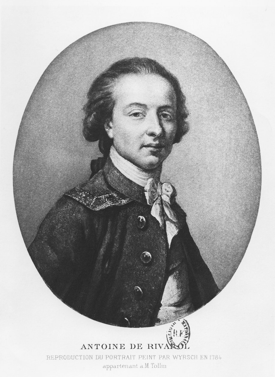 Antoine, Comte de Rivarol - Johann Melchior Joseph Wyrsch or Wursch