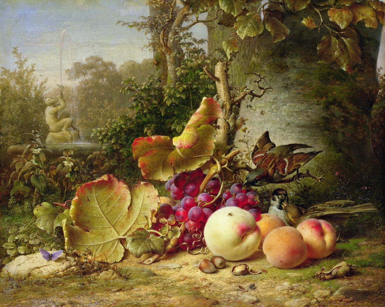 Fruits et moineaux, 1863 - Johann Wilhelm Preyer