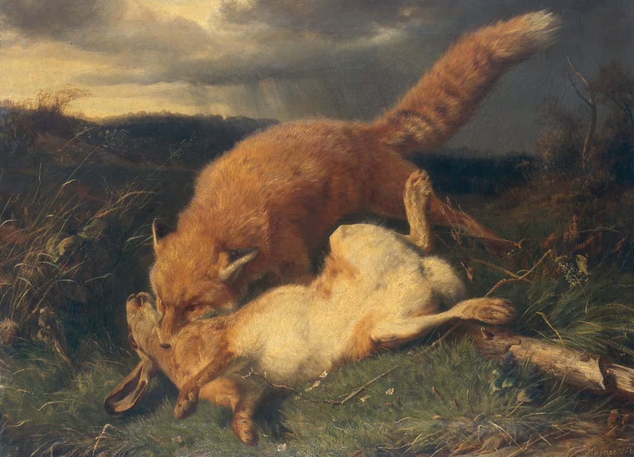 Renard et lièvre - Johann Baptist Hofner