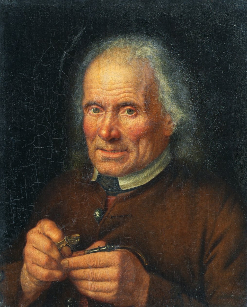 Vieux paysan bourrant sa pipe - Johann Baptist Höchle
