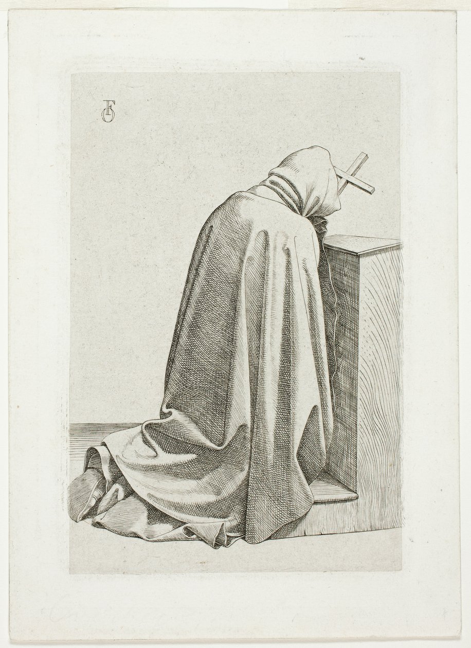 Pèlerin agenouillé avec une croix et un livre - Johann Friedrich Overbeck
