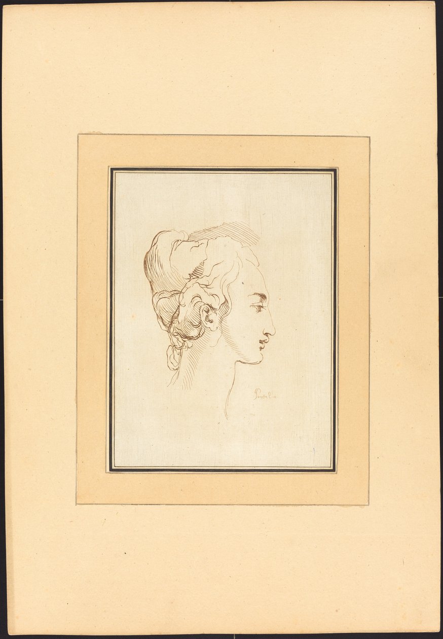 Tête de femme - Johann Gottlieb Prestel after Guercino
