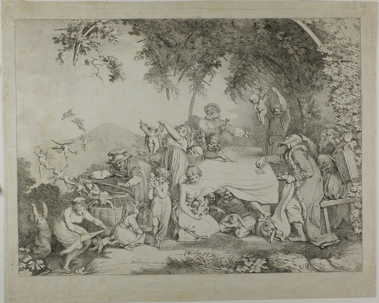 Vente aux enchères des Cupidons - Johann Heinrich Ramberg