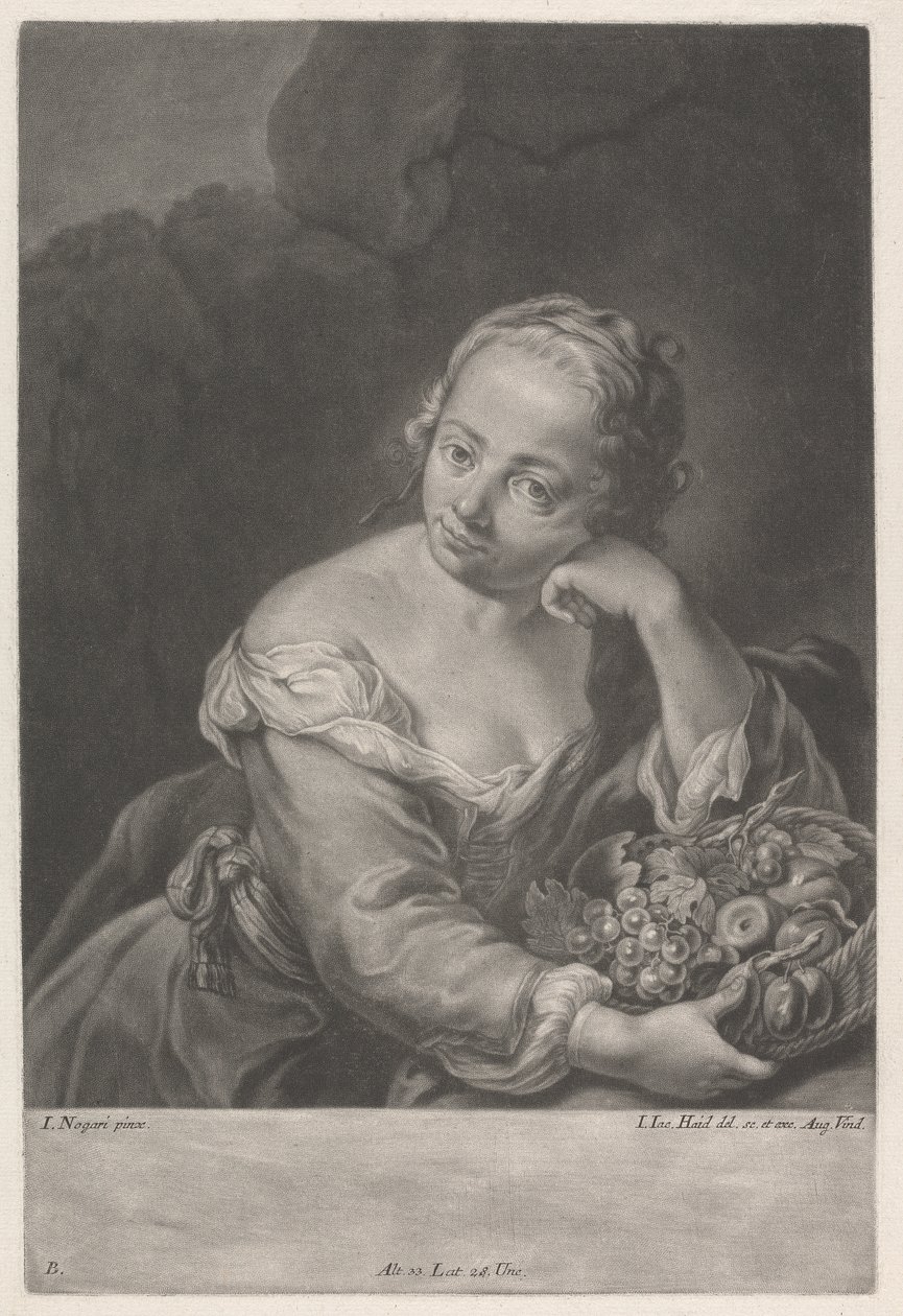 Femme avec un panier de fruits - Johann Jacobus Haid