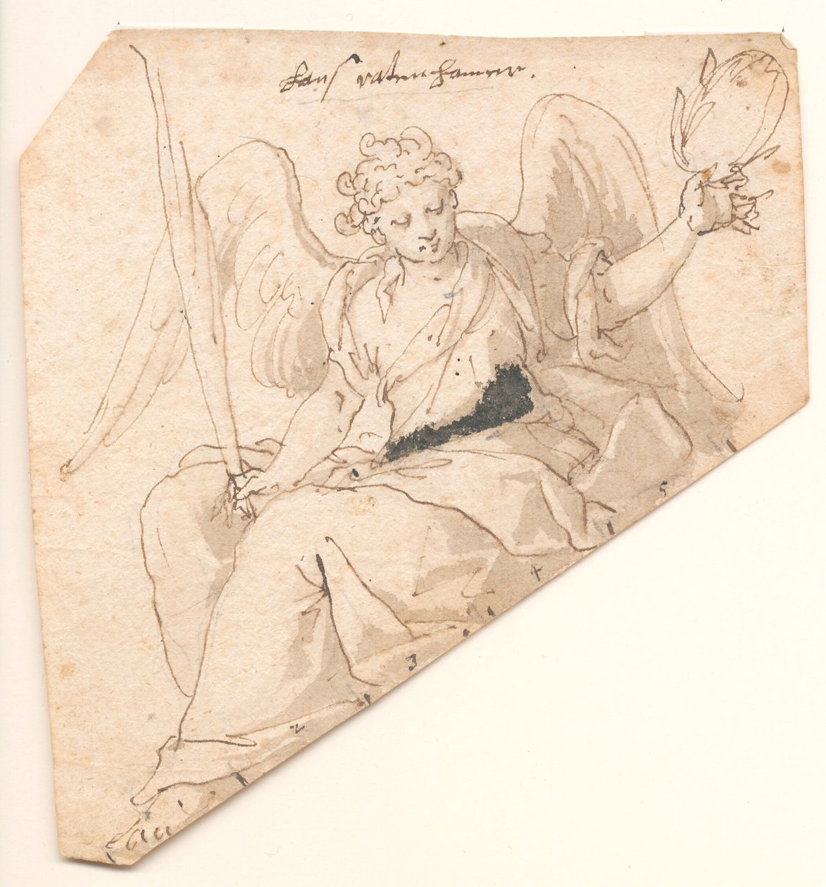 Ange avec feuille de palmier et couronne de laurier - Johann Mathias Kager