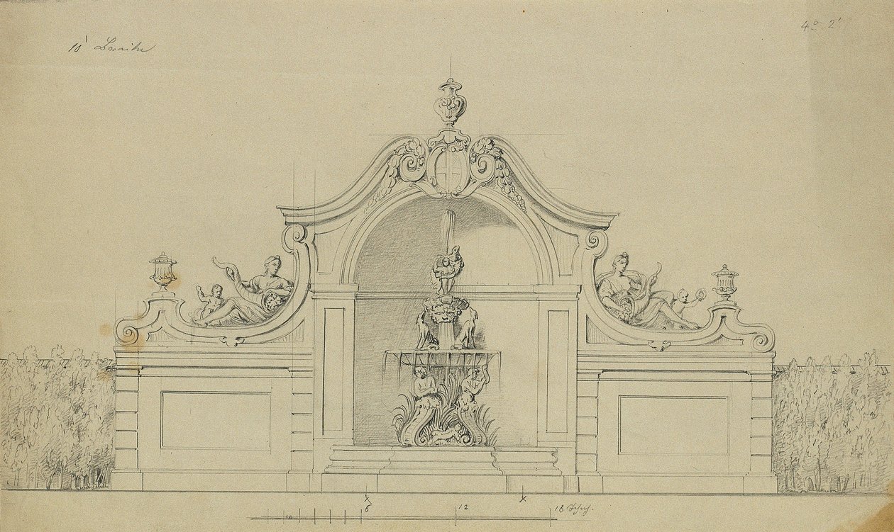 Fontaine dans le jardin des pêchers du Belvédère supérieur - Johann Peter Krafft