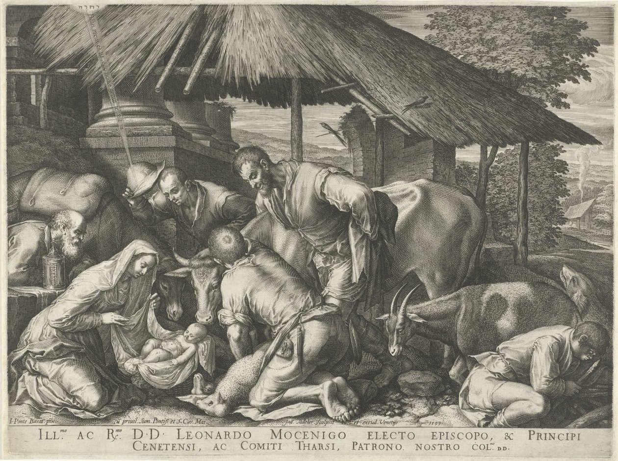 Adoration des bergers avec des jeunes bergers endormis - Johann Sadeler (I)