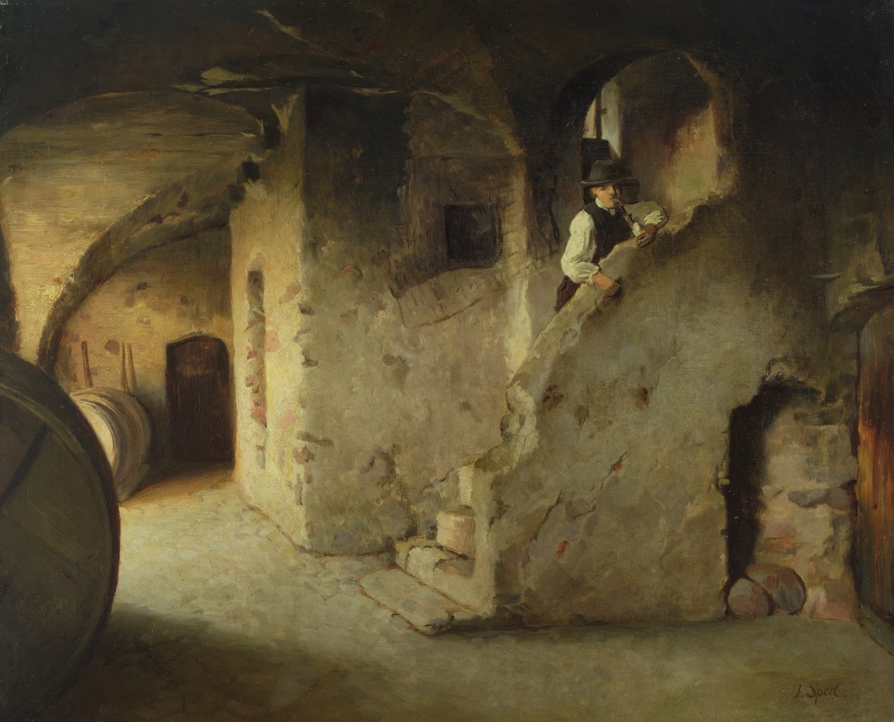 Une cave à vin, c.1872 - Johann Sperl