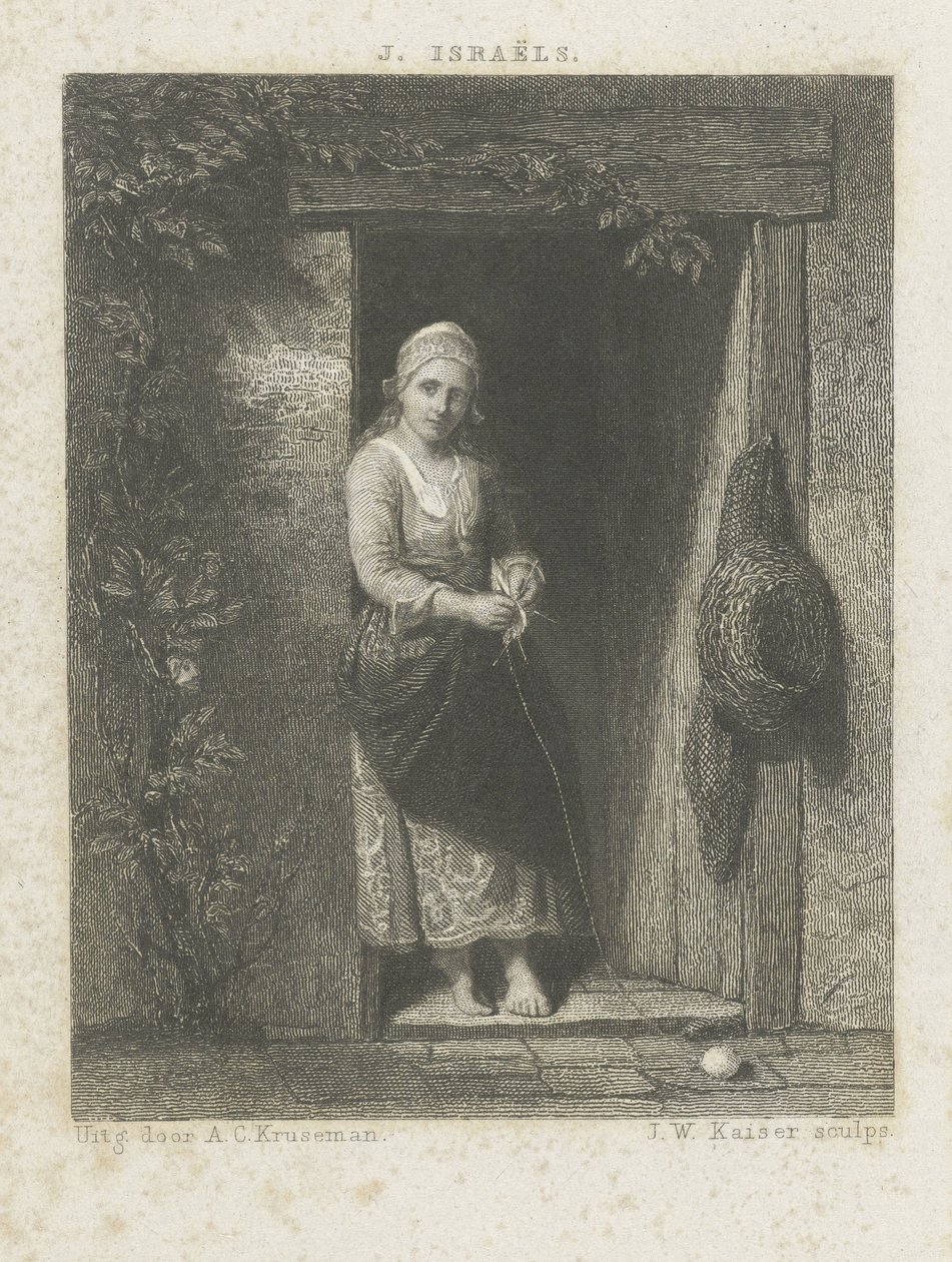 Jeune femme avec tricot - Johann Wilhelm Kaiser (I)