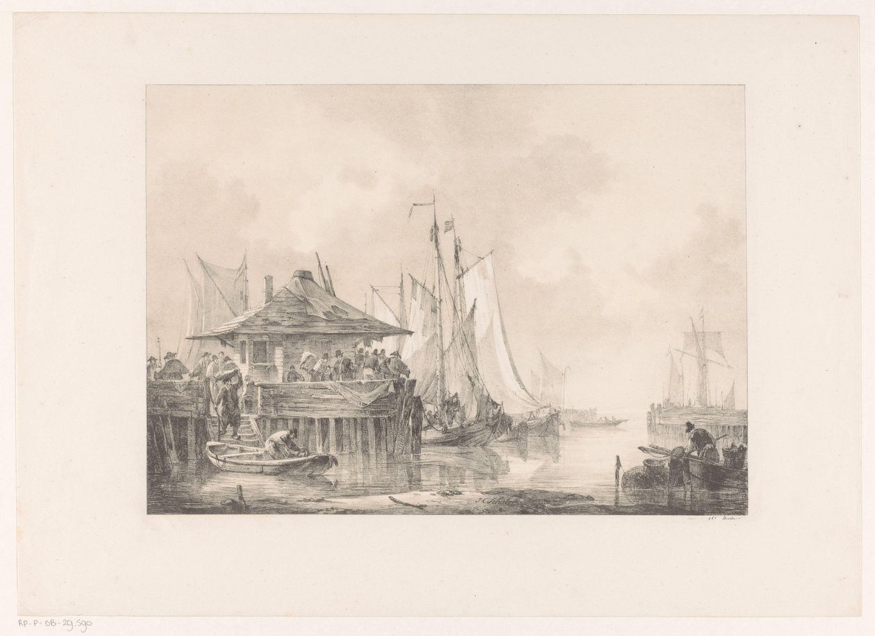 Animation dans un port - Johannes Christiaan Schotel