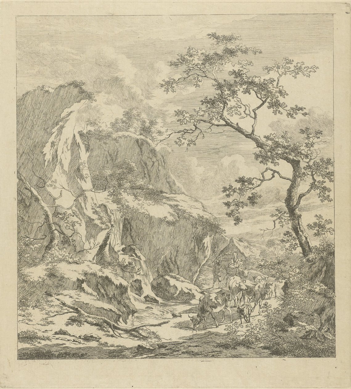 Paysage montagneux avec bétail - Johannes Janson