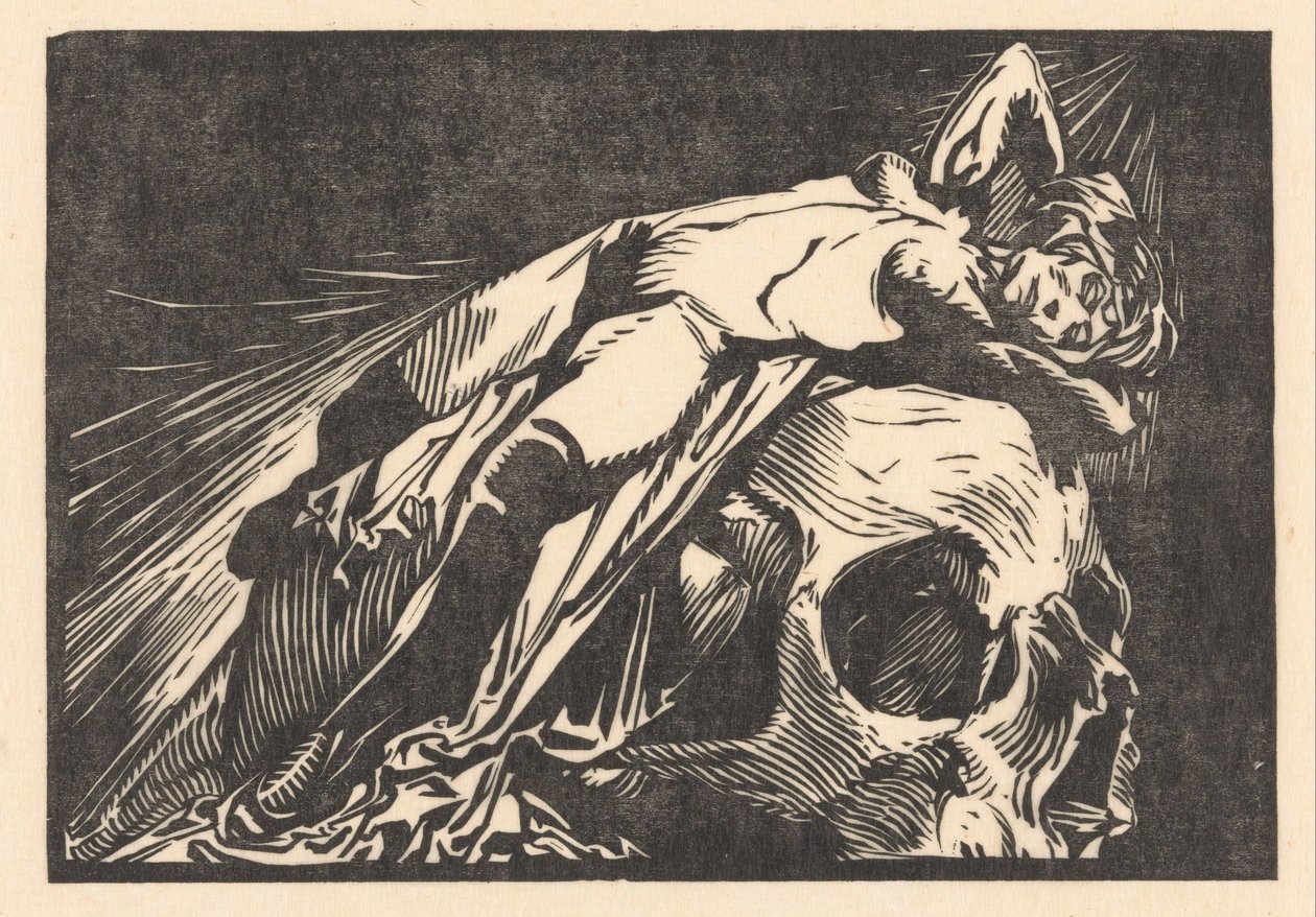 Femme allongée sur une tête de mort - Johannes Josephus Aarts