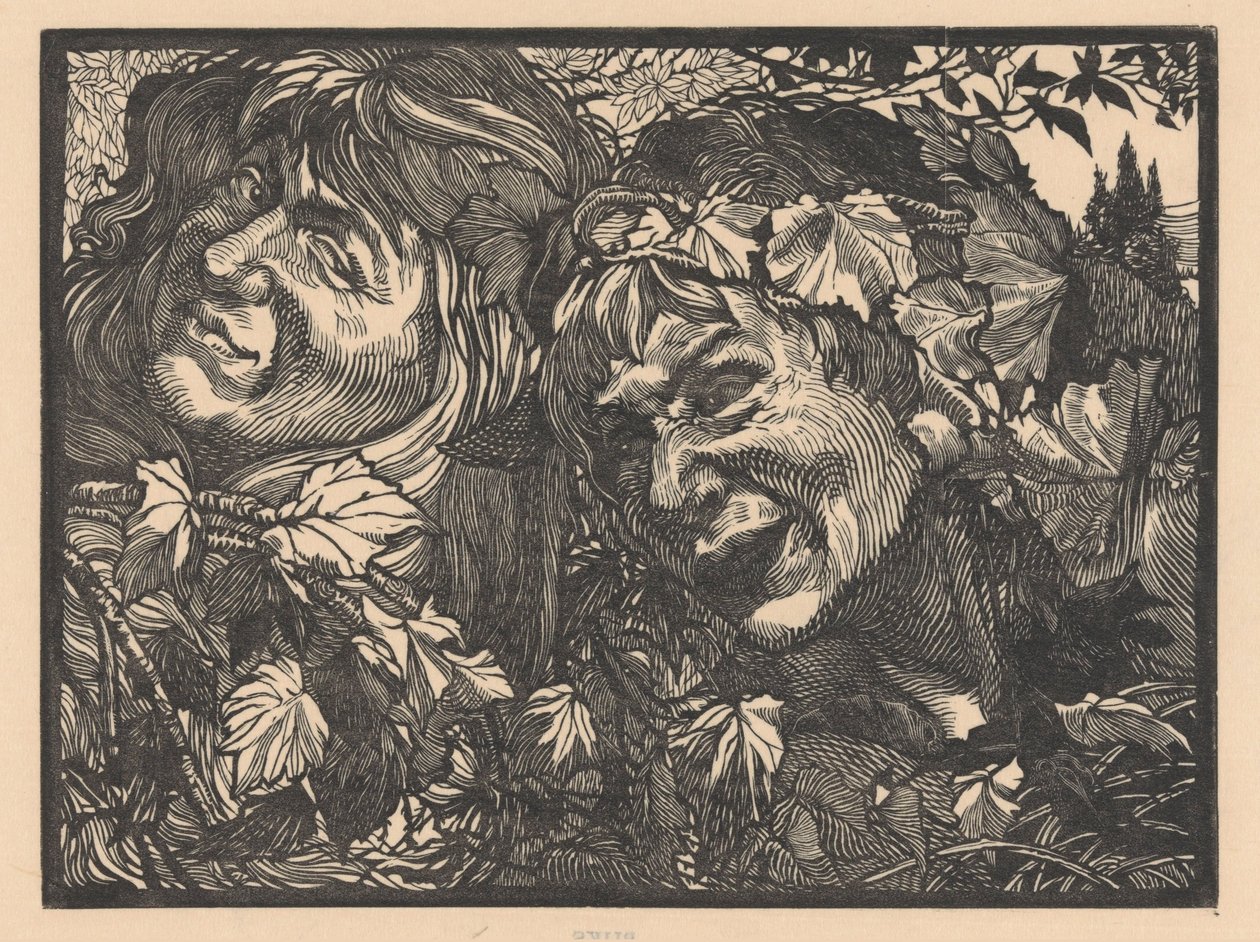 Deux bacchantes entourées de feuilles de vigne - Johannes Josephus Aarts