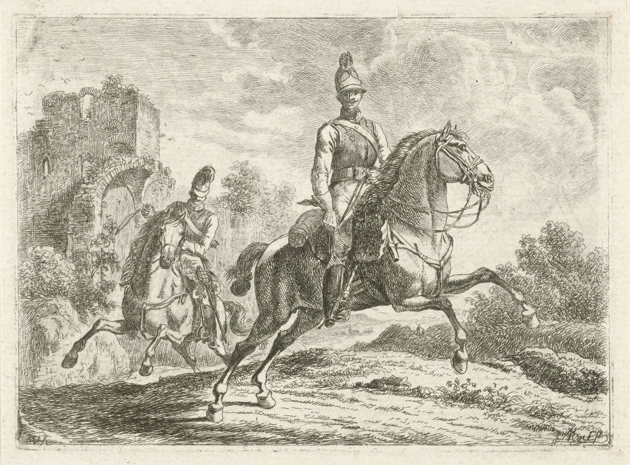 Deux soldats à cheval - Johannes Mock