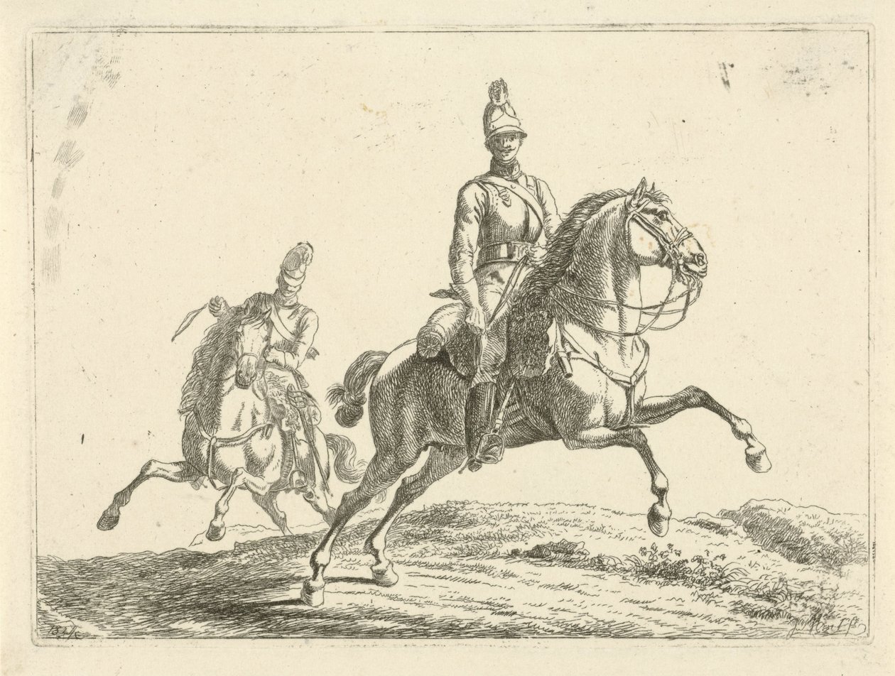 Deux soldats à cheval - Johannes Mock