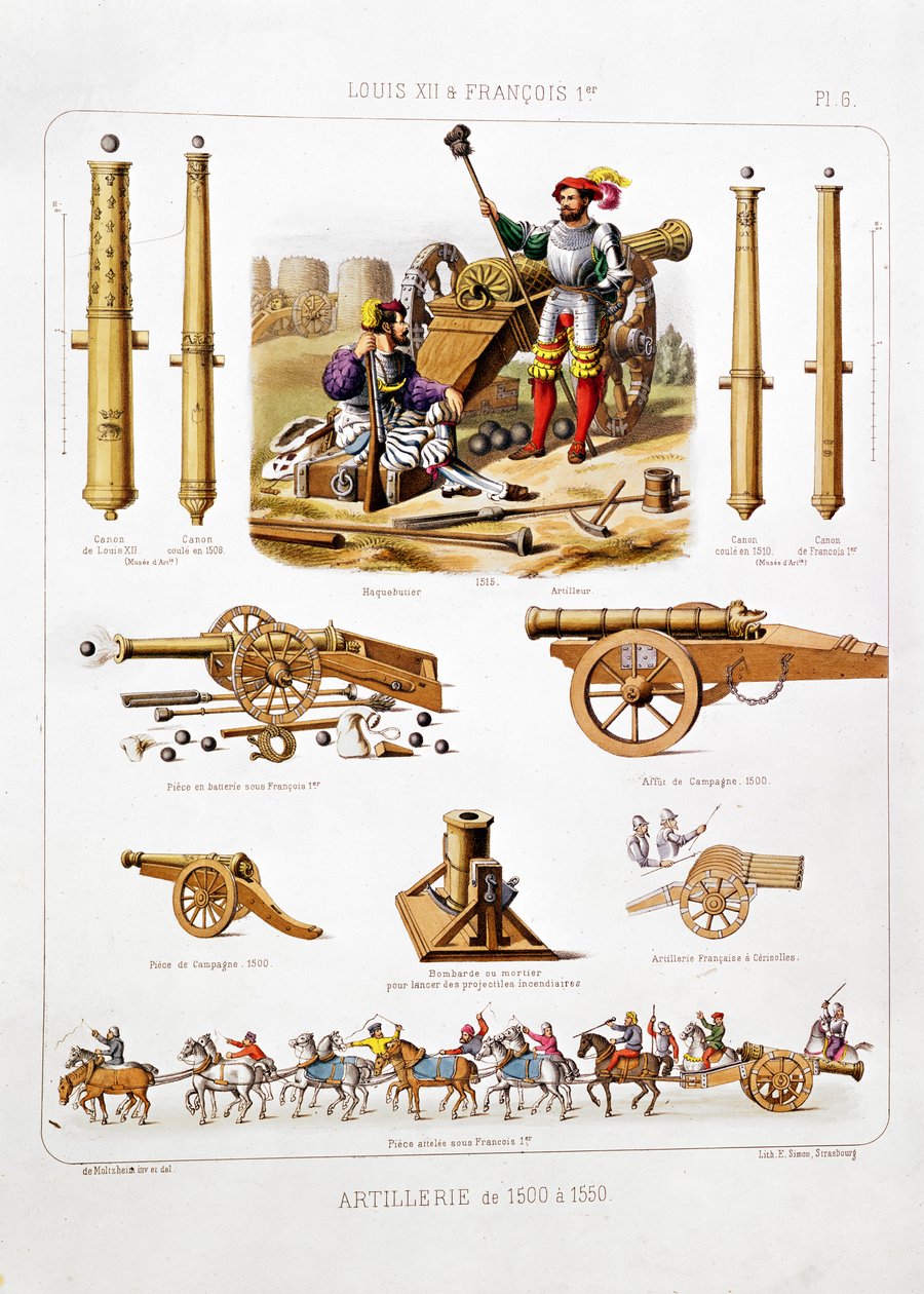 Artillerie française entre 1500-1550, de 
