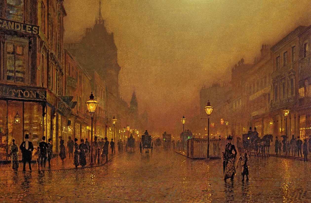 Une rue la nuit - John Atkinson Grimshaw