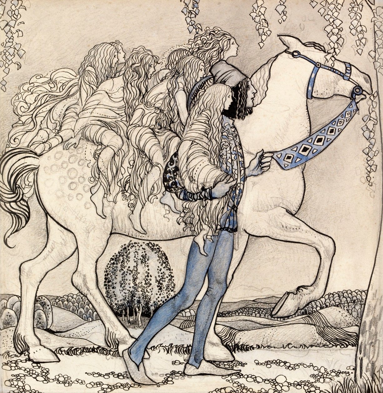 Il le conduisit par la bride et ainsi ils traversèrent la forêt - John Bauer