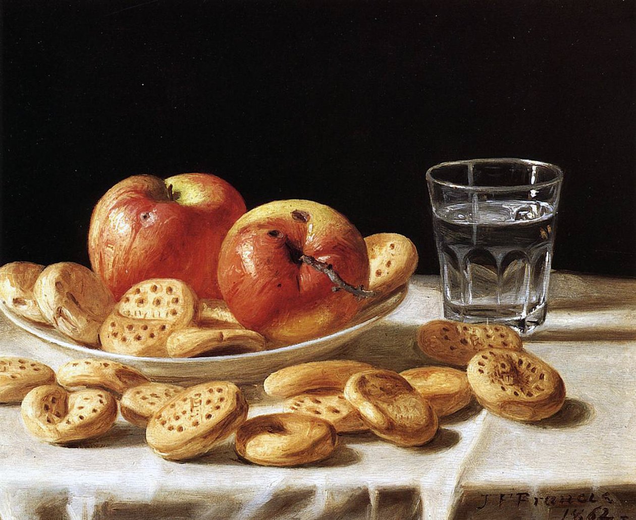 Nature morte avec pommes et biscuits, 1862 - John F. Francis
