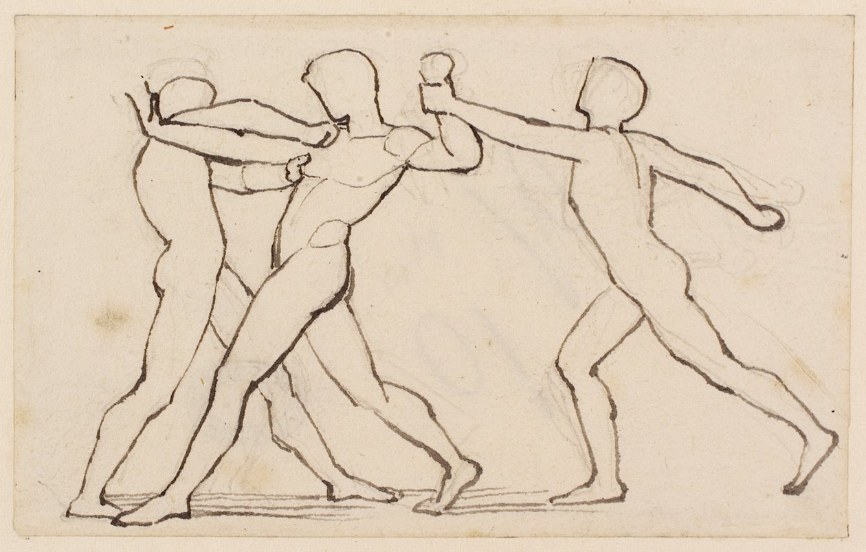 Un Groupe de Trois Figures de Lutte - John Flaxman