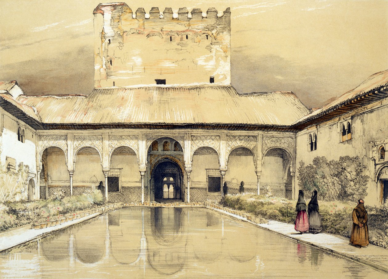Cour des Myrtes (Patio de los Arrayanes) et la tour de Comares, de 