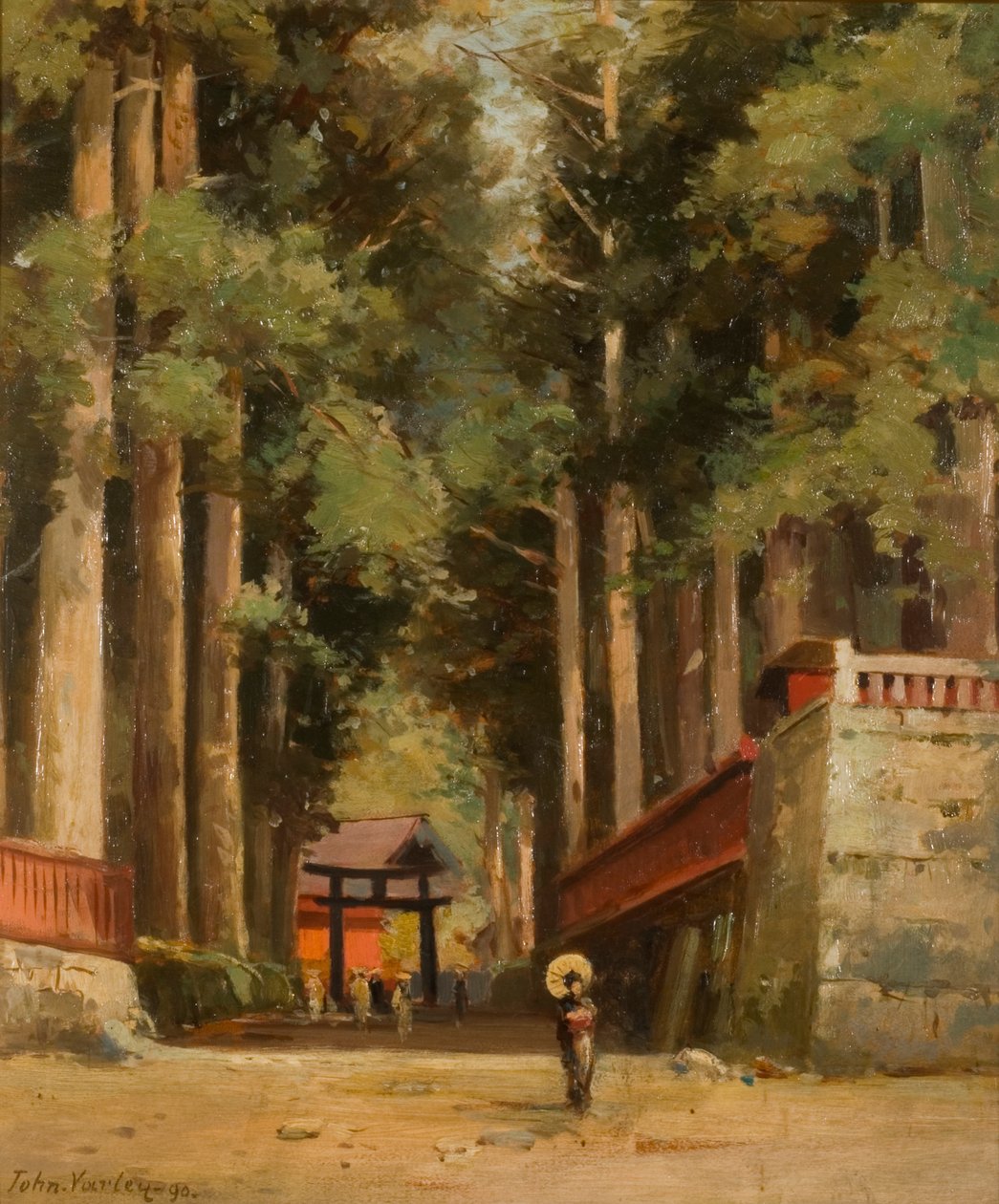 Avenue de Cryptomeria menant au temple de Fiaharajinshu, Nikko, Japon, 1890 - John Jnr. Varley
