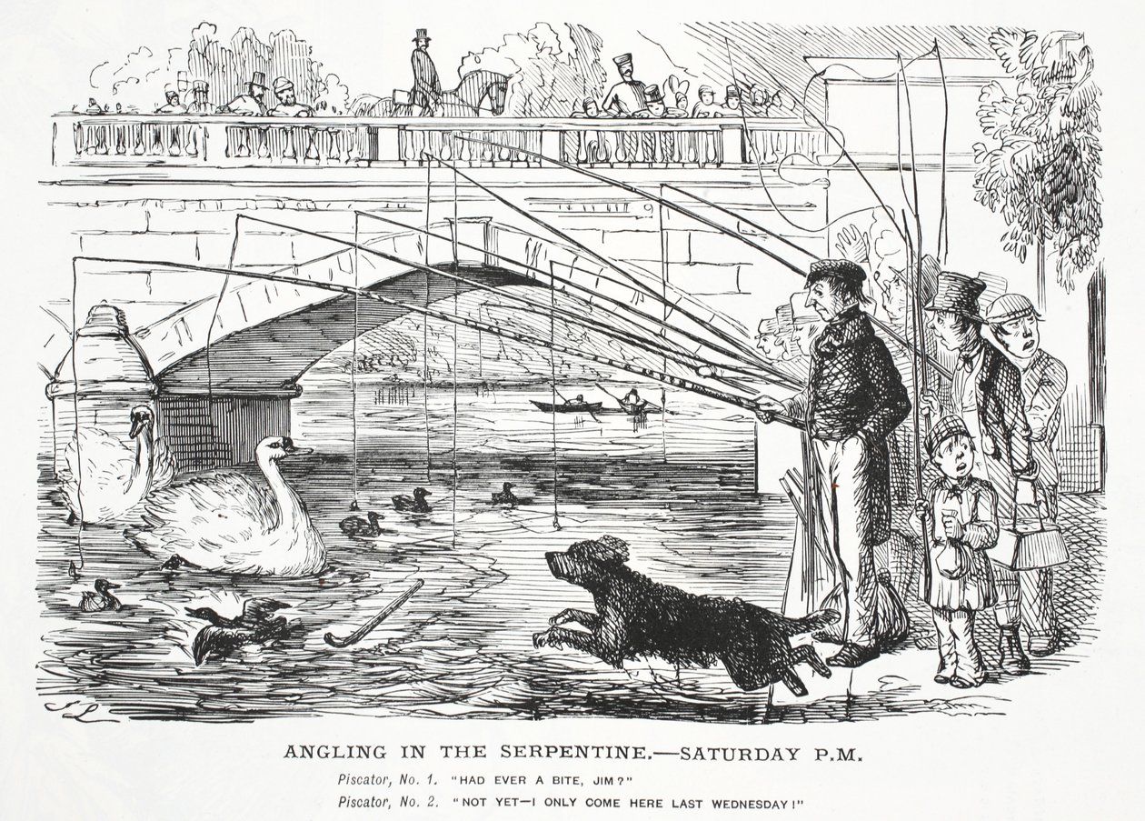 Pêche à la ligne dans la Serpentine — Samedi après-midi - John Leech