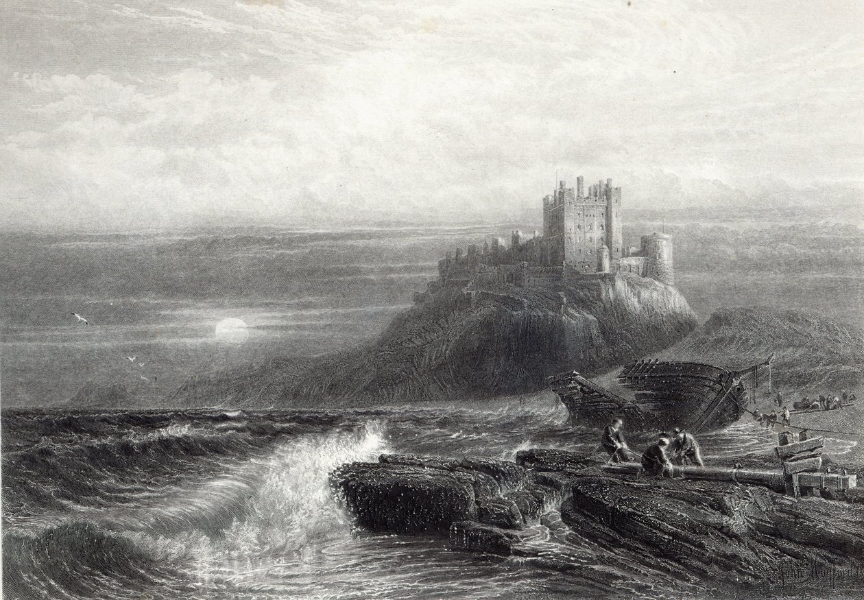 Château de Bamborough, gravé par S. Bradshaw, imprimé par Cassell et Company Ltd. - John Mogford
