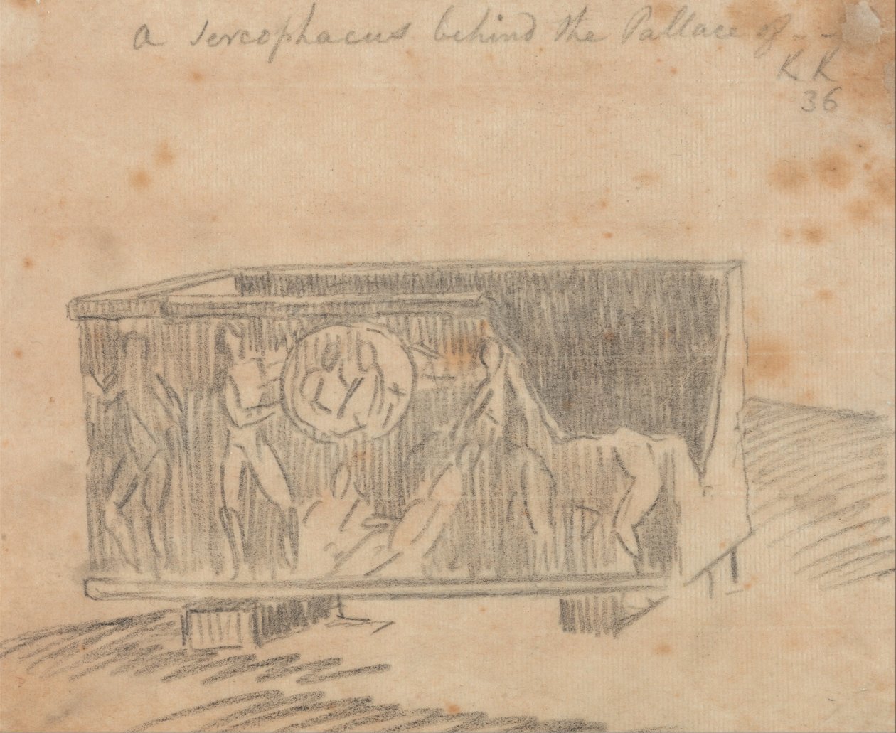 Un sarcophage derrière le palais - John Robert Cozens