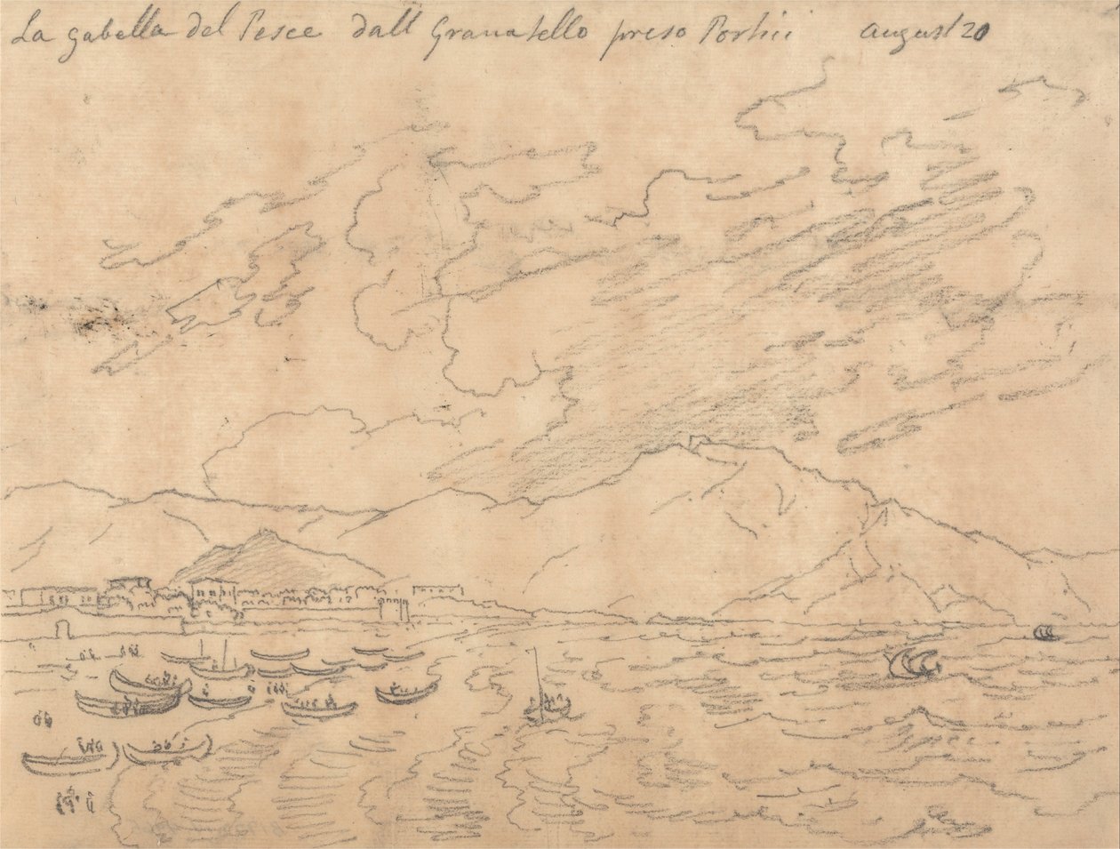 La Gabella del Pesce dall Granabello Preso Portici, 20 août - John Robert Cozens