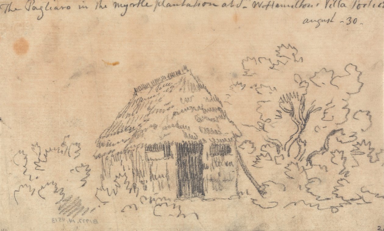 Le Pagliaro dans la plantation de myrte à la villa de Sir William Hamilton, Portici - John Robert Cozens