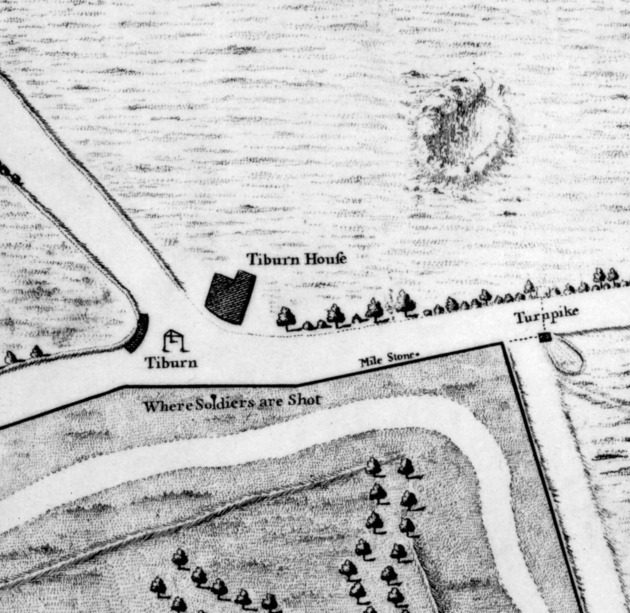 Carte de Tyburn, 1746 (détail) - John Rocque