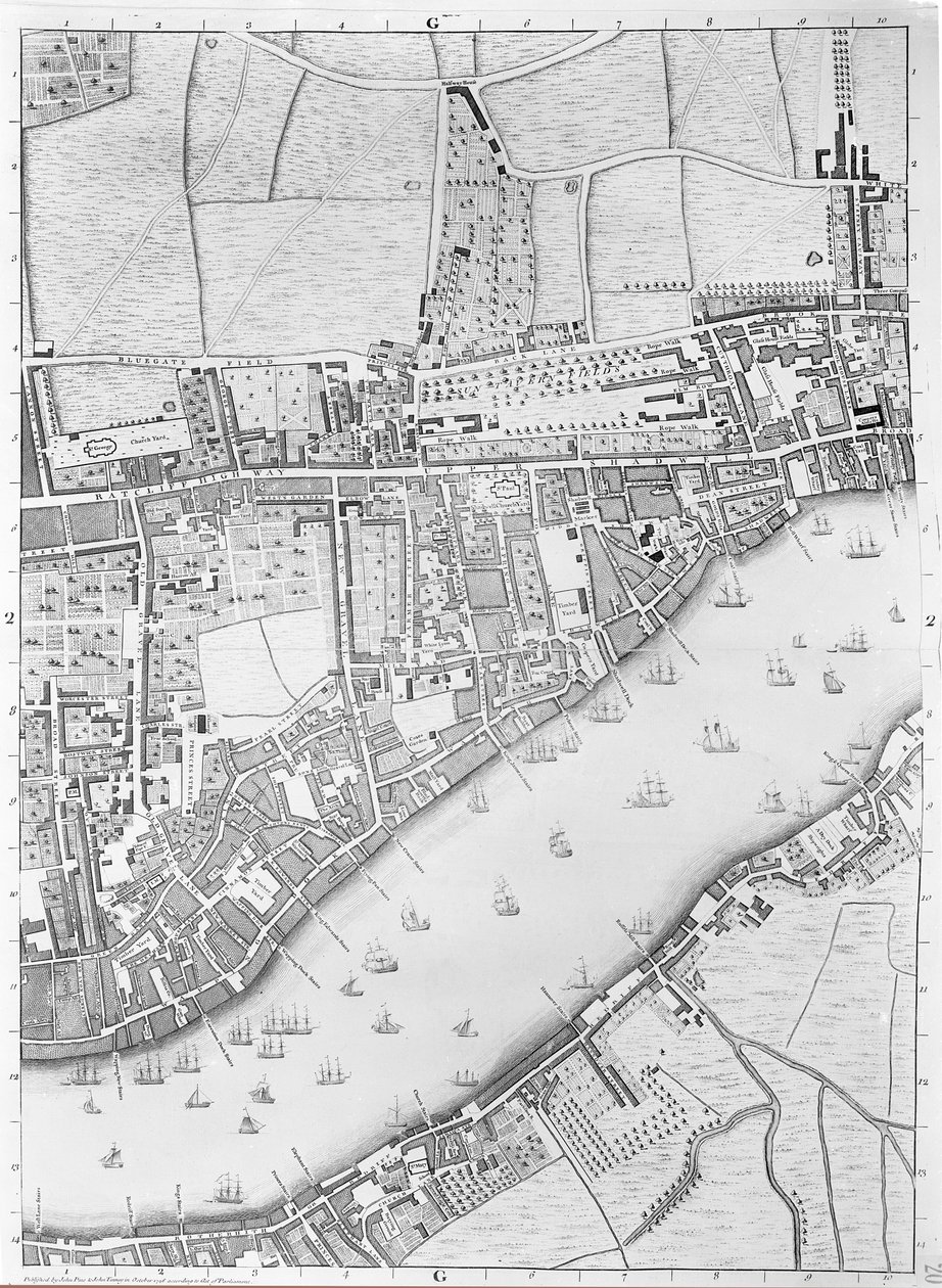 Carte de Wapping, Londres, 1746 - John Rocque