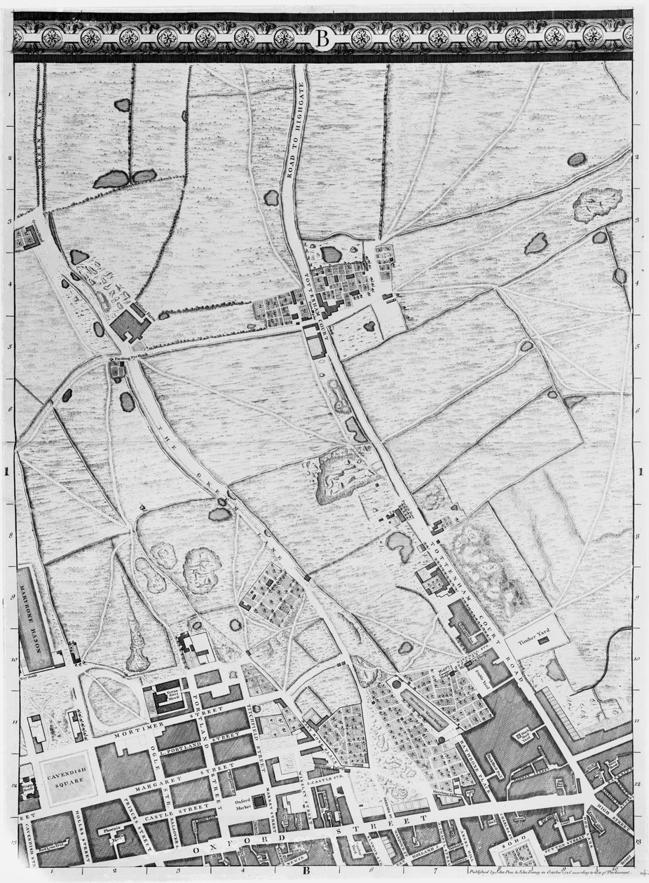 Carte du West End et de Soho, Londres, 1746 - John Rocque