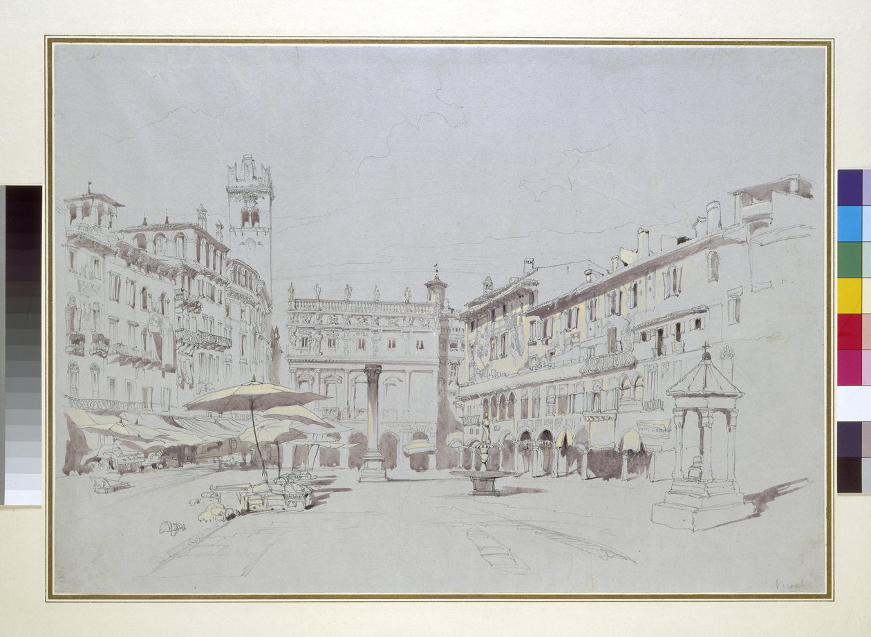 Étude pour le détail de la Piazza delle Erbe, Vérone, 19 mai 1841 - John Ruskin