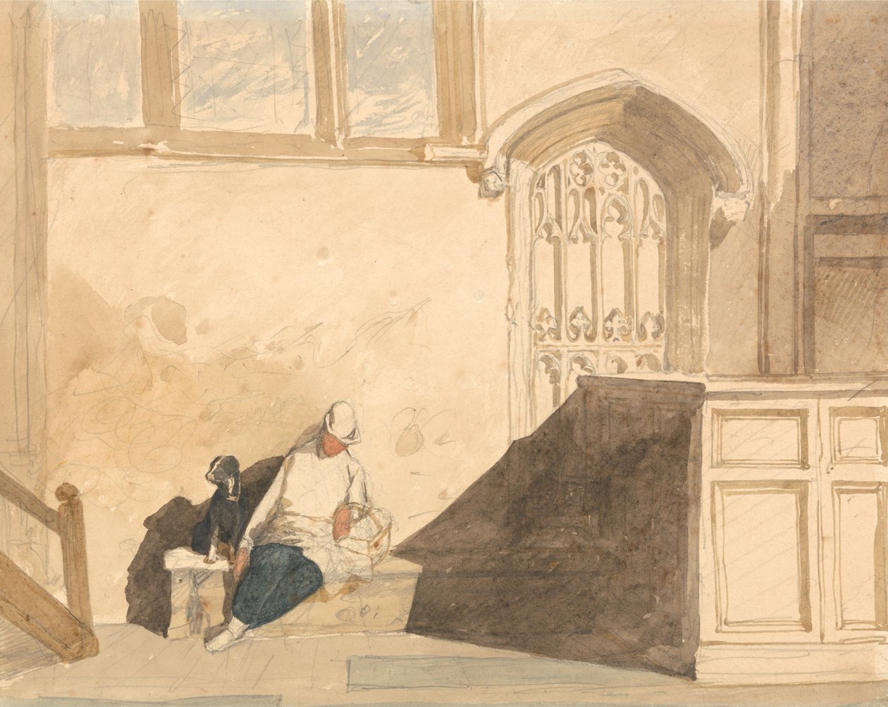 Garçon de courses endormi dans une église - John Sell Cotman