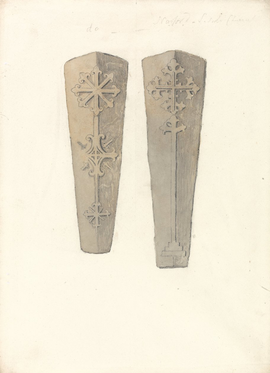 Études de deux couvercles de cercueil des églises de Norfolk - John Sell Cotman