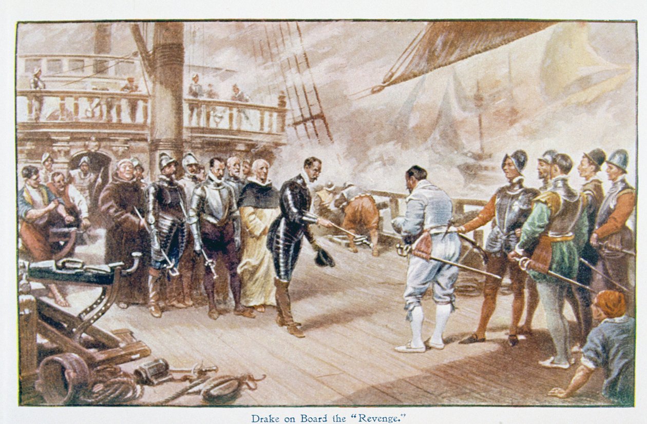 Sir Francis Drake (vers 1540-96) à bord du 