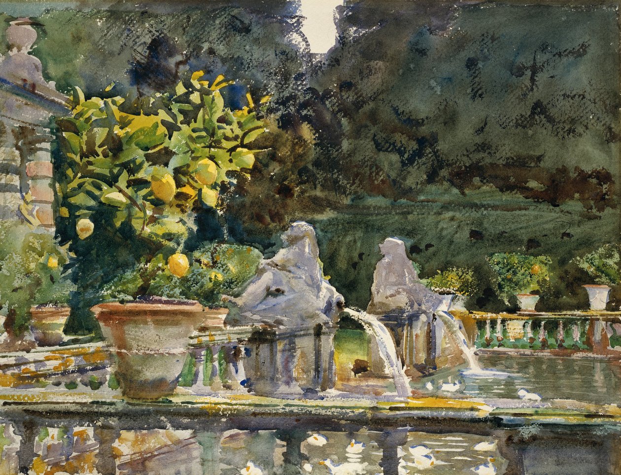 Villa di Marlia, Lucques - Une fontaine - John Singer Sargent