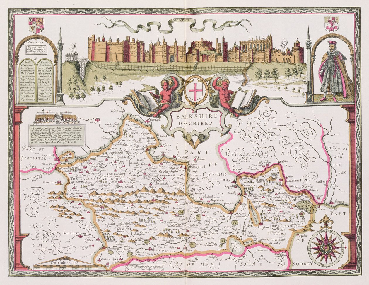 Berkshire, gravé par Jodocus Hondius (1563-1612) d