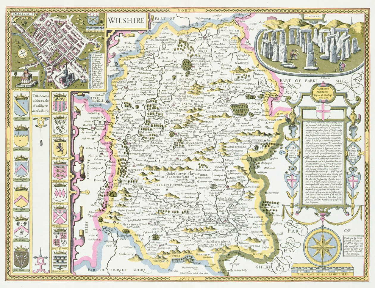 Wiltshire, gravé par Jodocus Hondius de 
