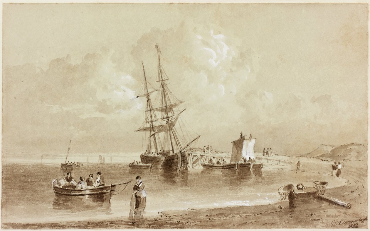 Baie de Budle, Northumberland (encre (sépia) sur papier) - John Wilson Carmichael