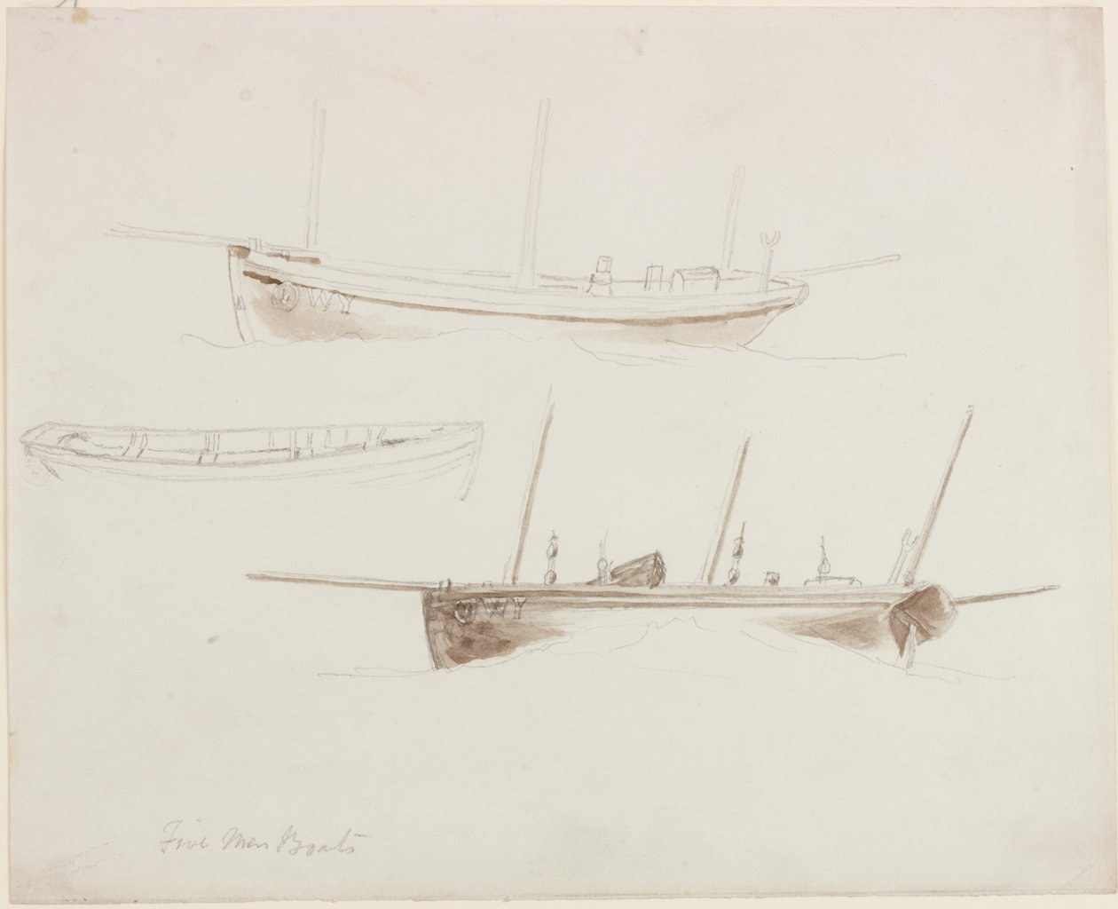 Cinq hommes en bateaux - John Wilson Carmichael