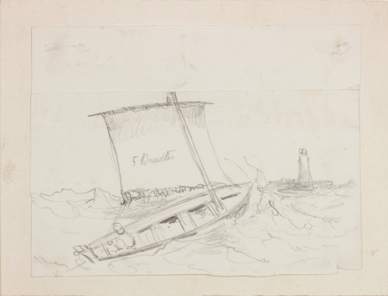 Phare et figure dans un bateau - John Wilson Carmichael
