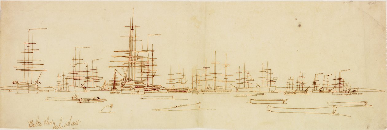 La flotte baltique, 14 juillet 1855 (encre sur papier (tracé)) - John Wilson Carmichael