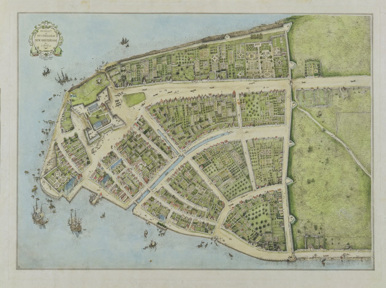 Redéfinition du Plan Castello, Nouvelle-Amsterdam en 1660, 1916 - John Wolcott Adams