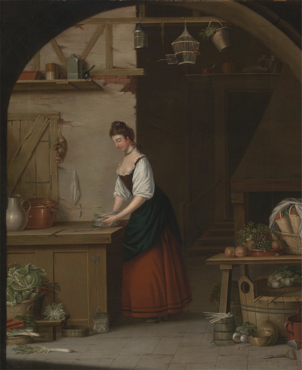 Fille emballant des asperges - John Atkinson