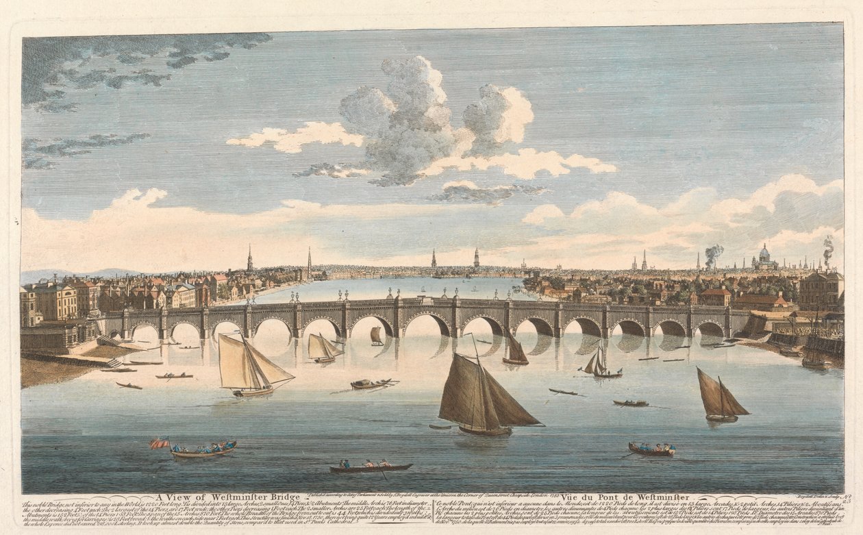 Vue du pont de Westminster - John Boydell